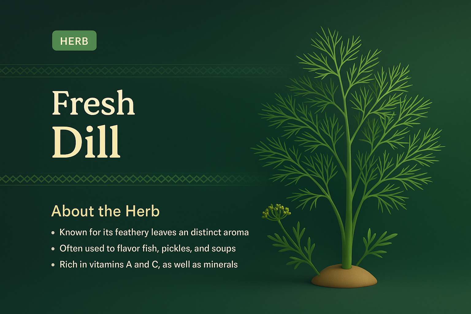 Landing Page Design Featuring Fresh Dill with 3D Elements