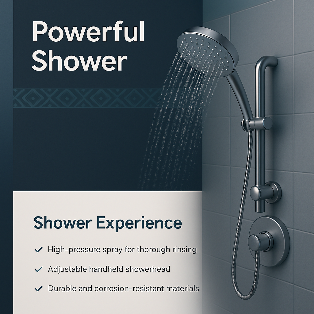 3D Illustration of a Powerful Shower with Features