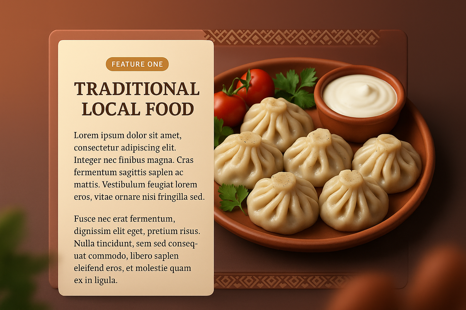 Delicious Traditional Local Food with Cultural Elements