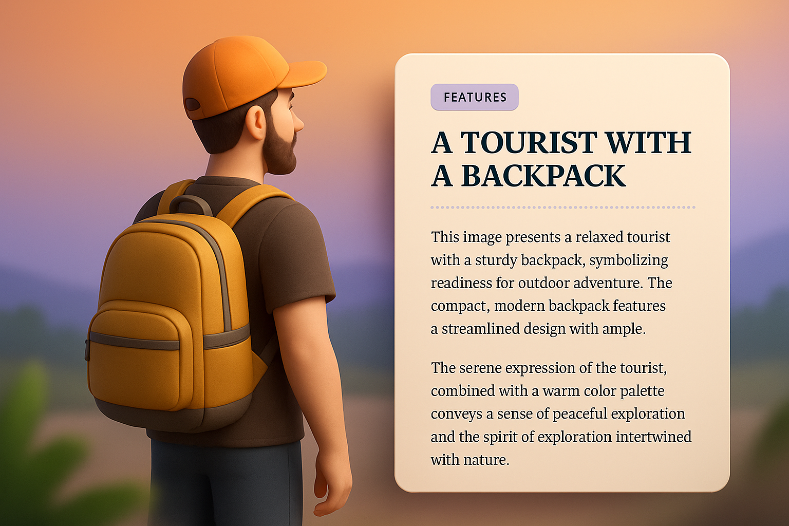 Relaxed Tourist with Backpack in Nature