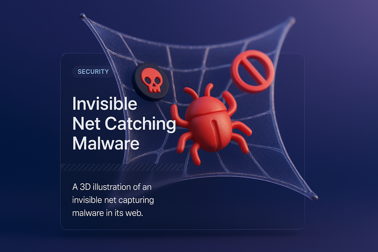 3D Illustration of an Invisible Net Catching Malware