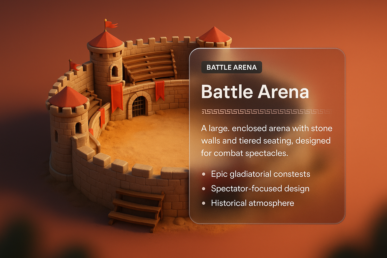 3D Battle Arena Illustration with Spectator Design