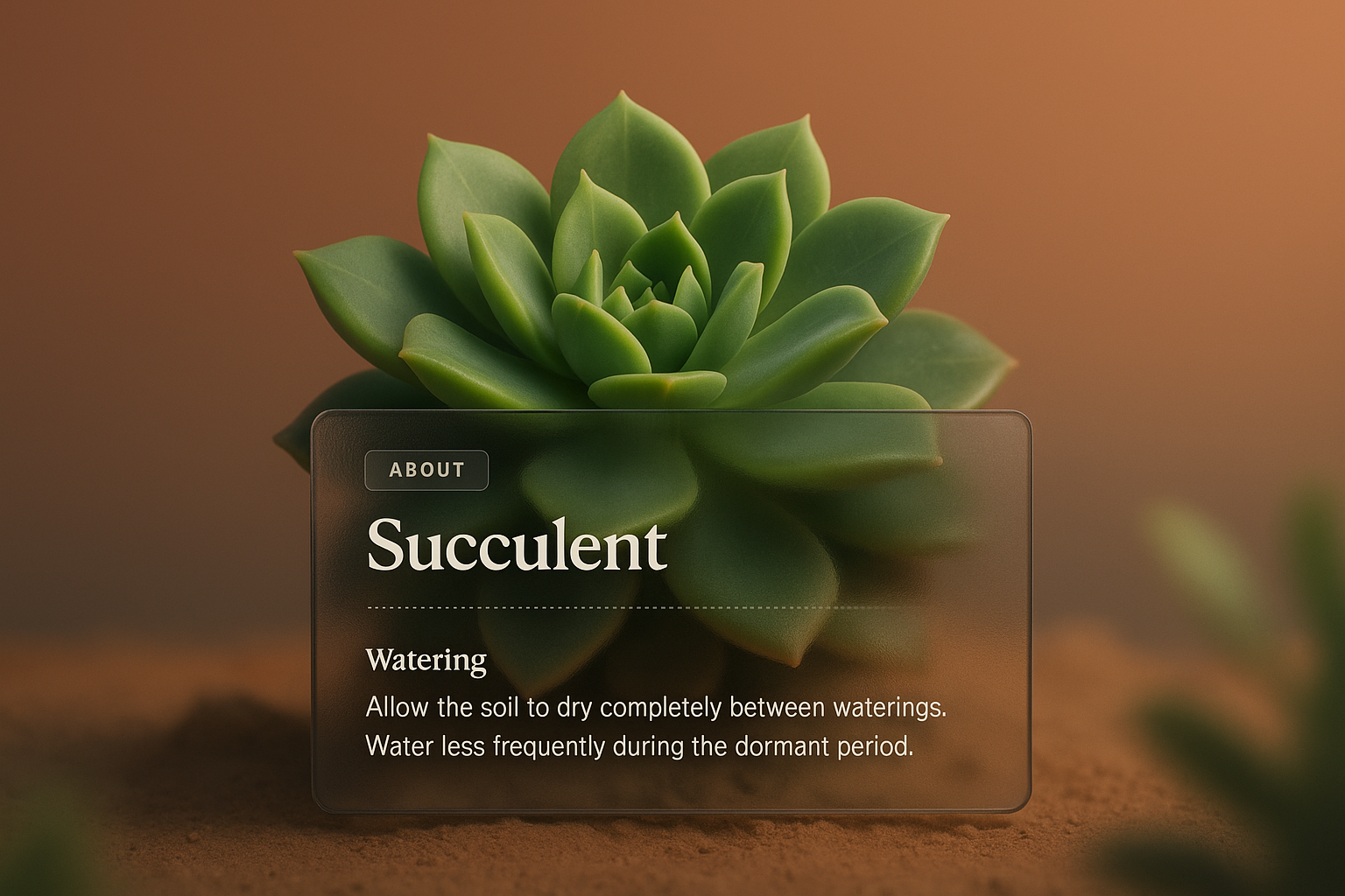 3D Succulent Illustration with Informative Overlay