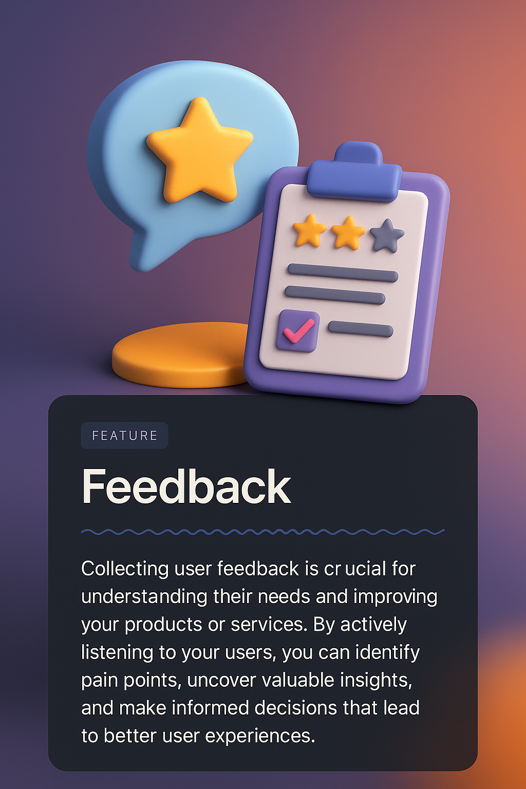 3D Web Design Illustration Featuring User Feedback Concept