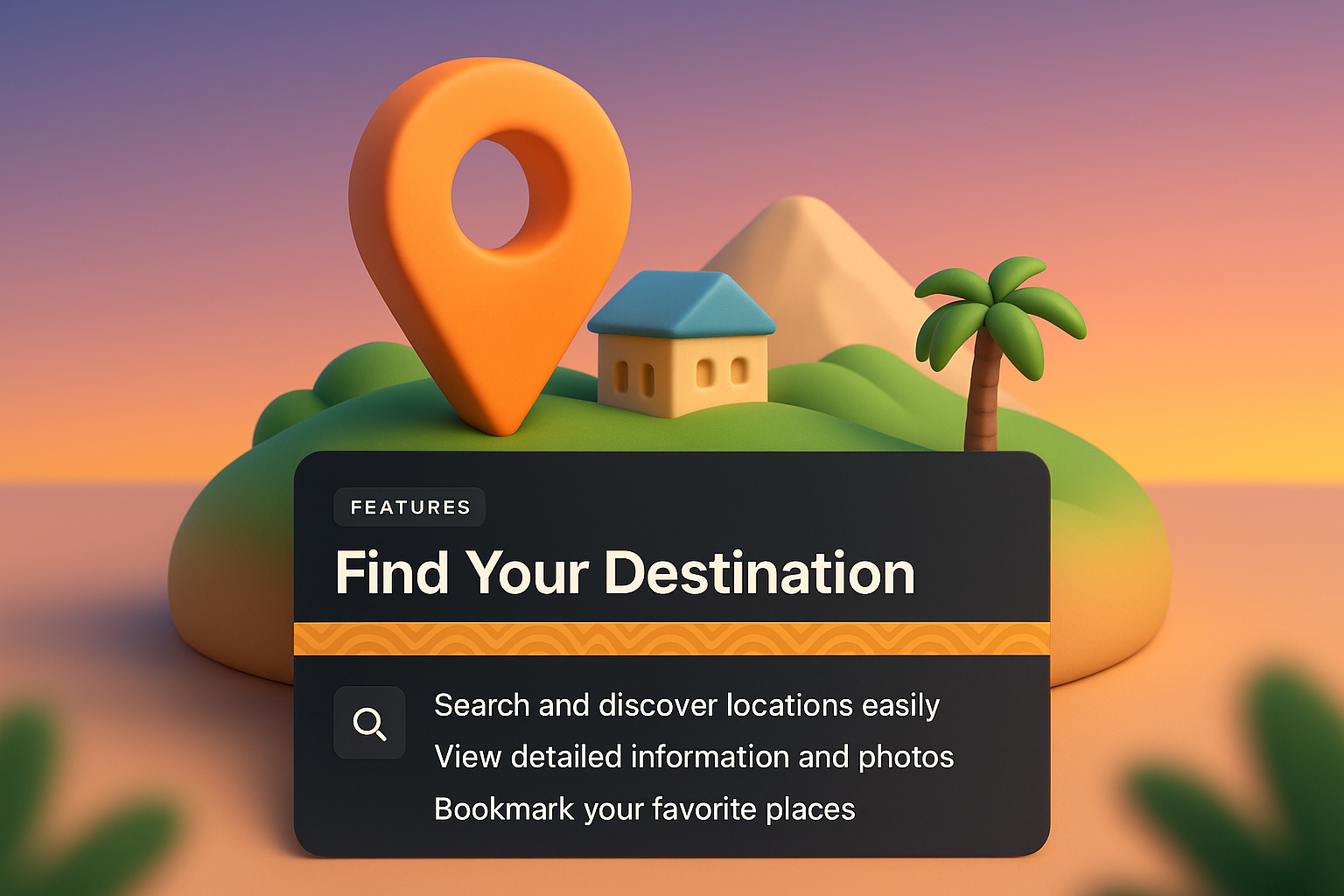 3D Web Design Illustration Featuring Destination Features