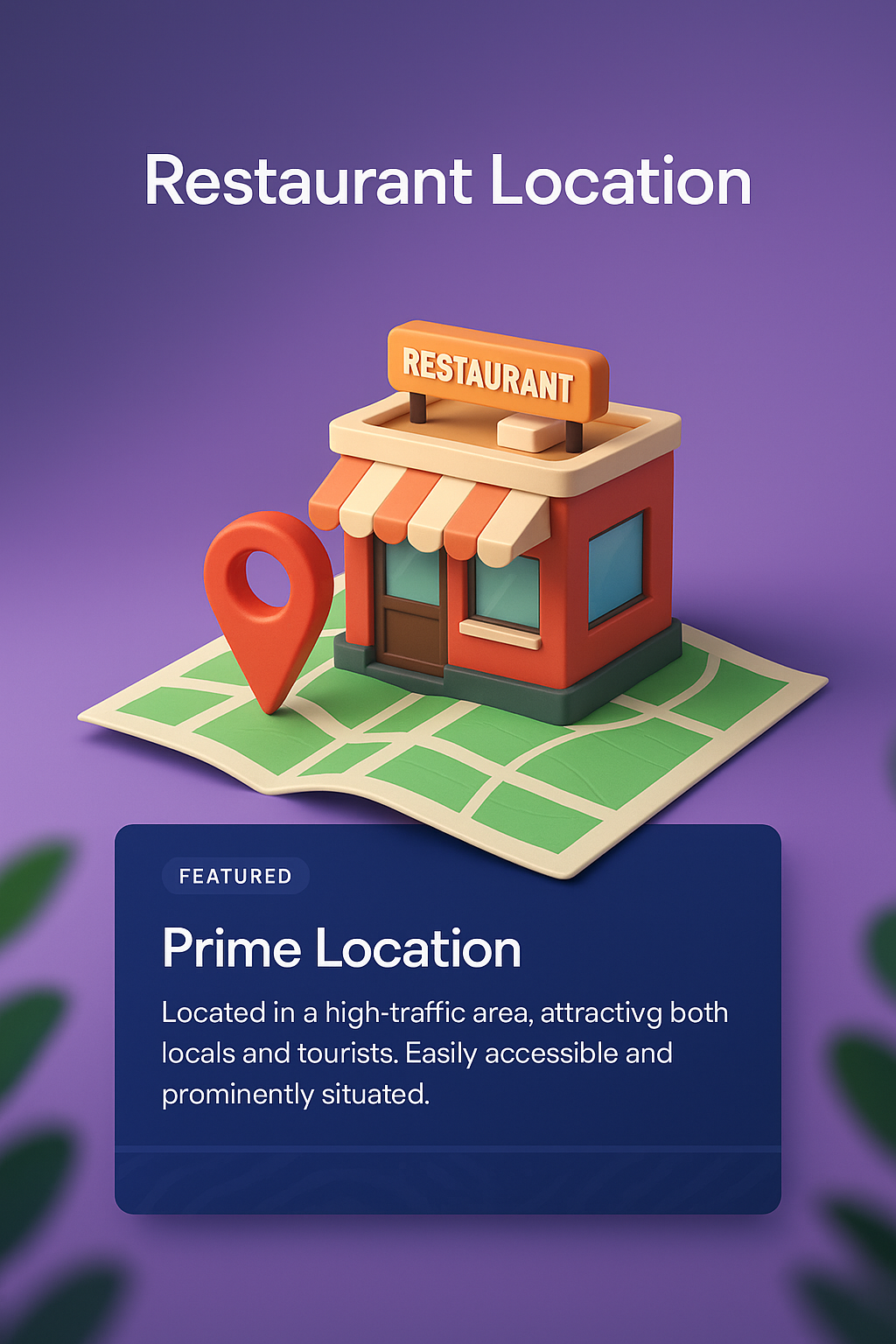 3D Restaurant Illustration with Prime Location Features