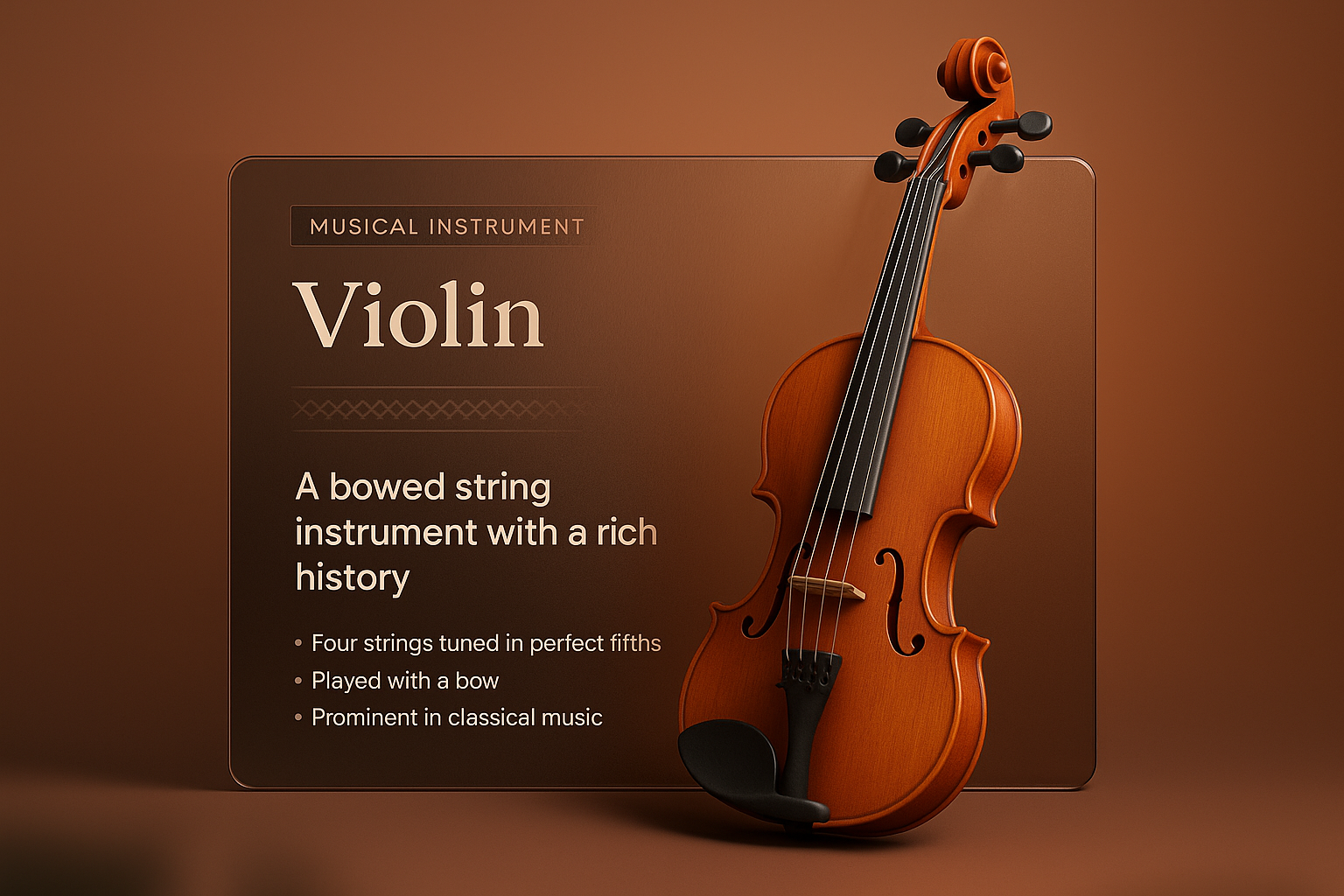 Elegant 3D Violin Design with Transparent Overlay