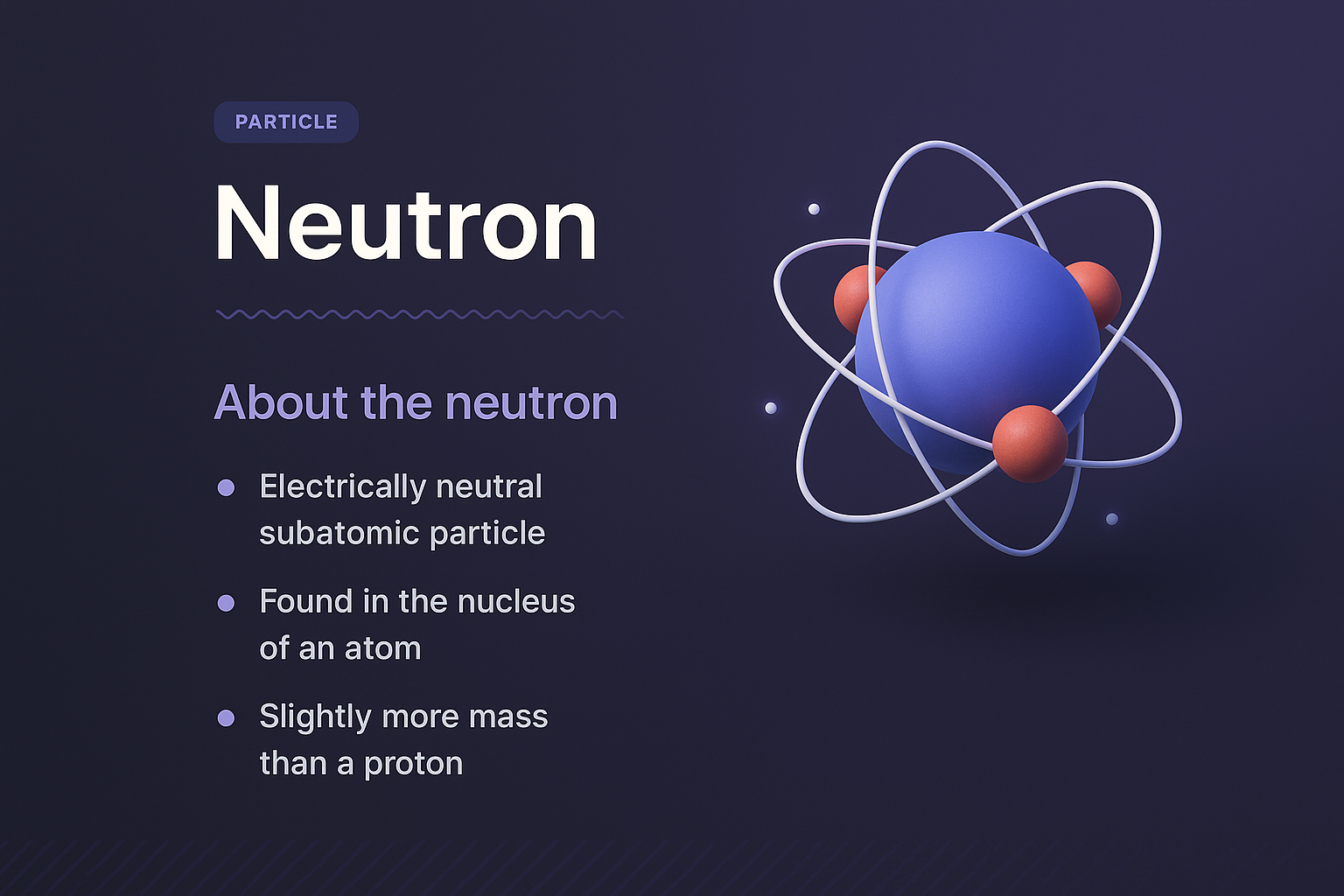 3D Neutron Icon with Text Description