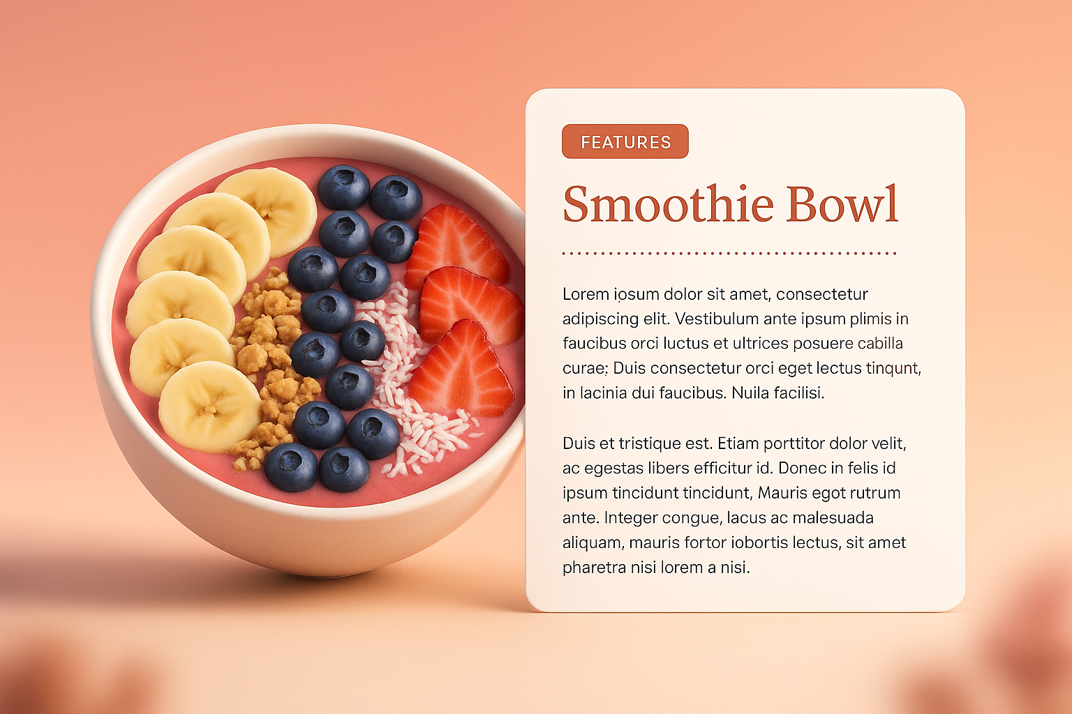 3D Smoothie Bowl Illustration with Features Block