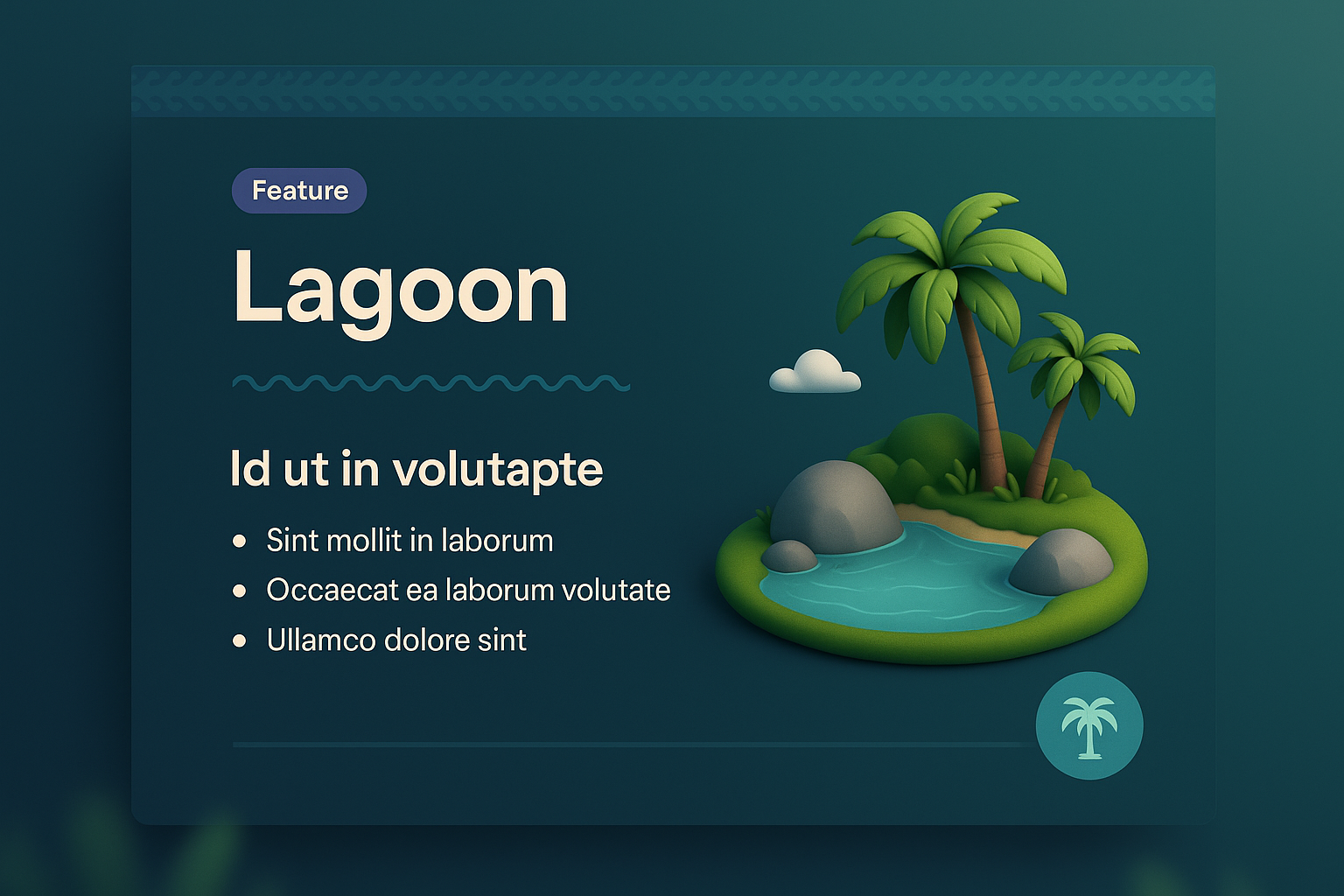 3D Illustration of Lagoon with Features and Design Elements