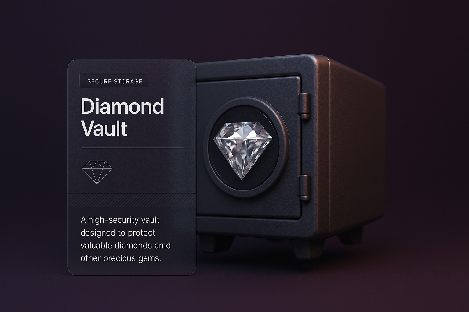 Stunning 3D Diamond Vault Design with Elegant Label