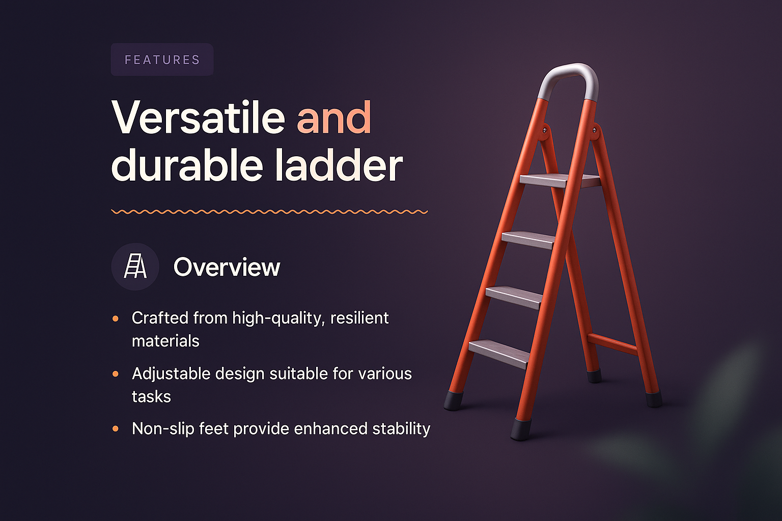 3D Illustration of a Versatile and Durable Ladder with Features