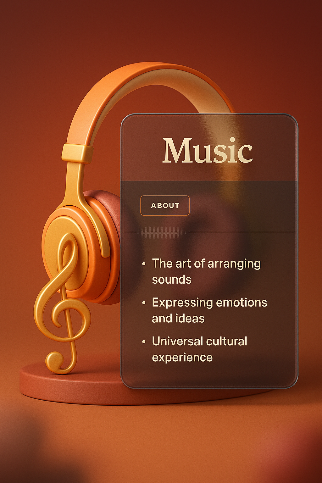 3D Music Illustration with Elegant Design Elements