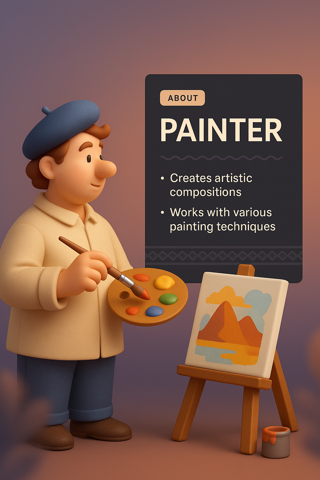Creative Visual Design for Web with 3D Painter Illustration