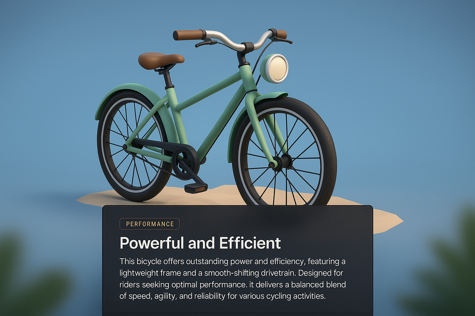 3D Bicycle Illustration with Performance Features