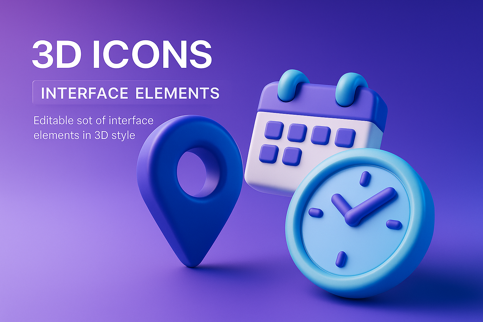 Horizontal 3D Icons for Interface Elements
