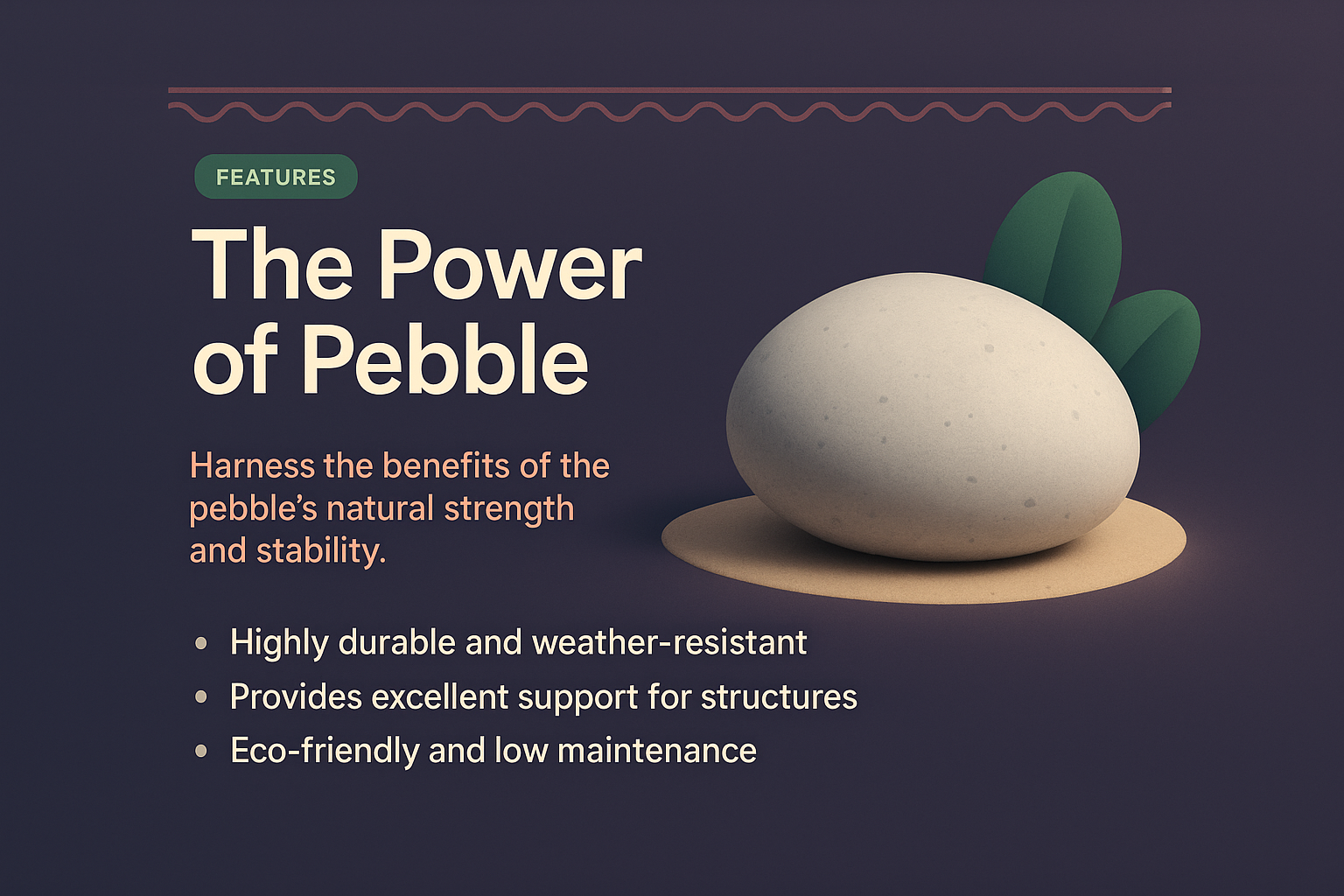 3D Illustration of a Pebble with Features Highlighted