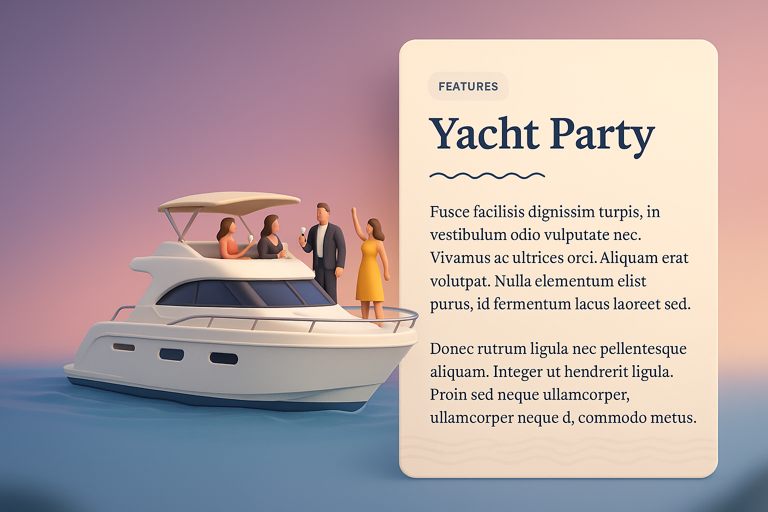 Yacht Party Celebration with 3D Illustration