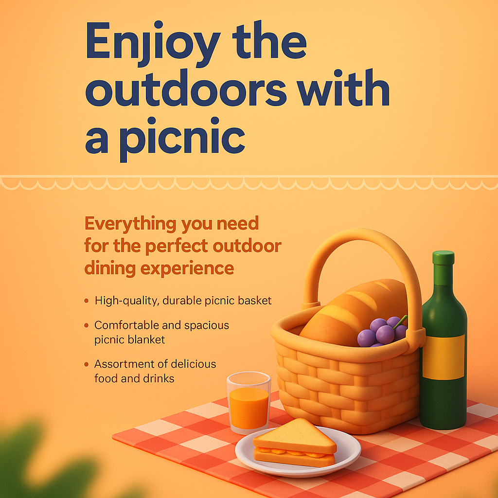 Picnic Landing Page Design Featuring 3D Illustration