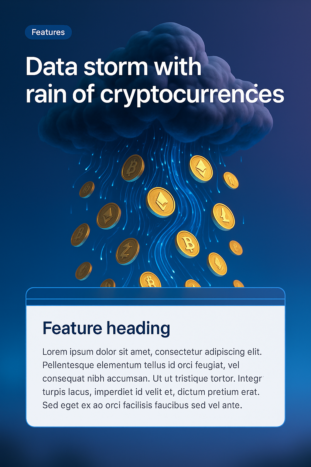 Data Storm with Cryptocurrency Rain - 3D Illustration
