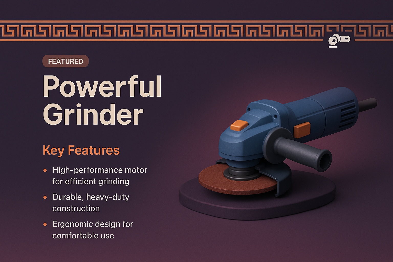 Landing Page Design for a Powerful Grinder with Key Features