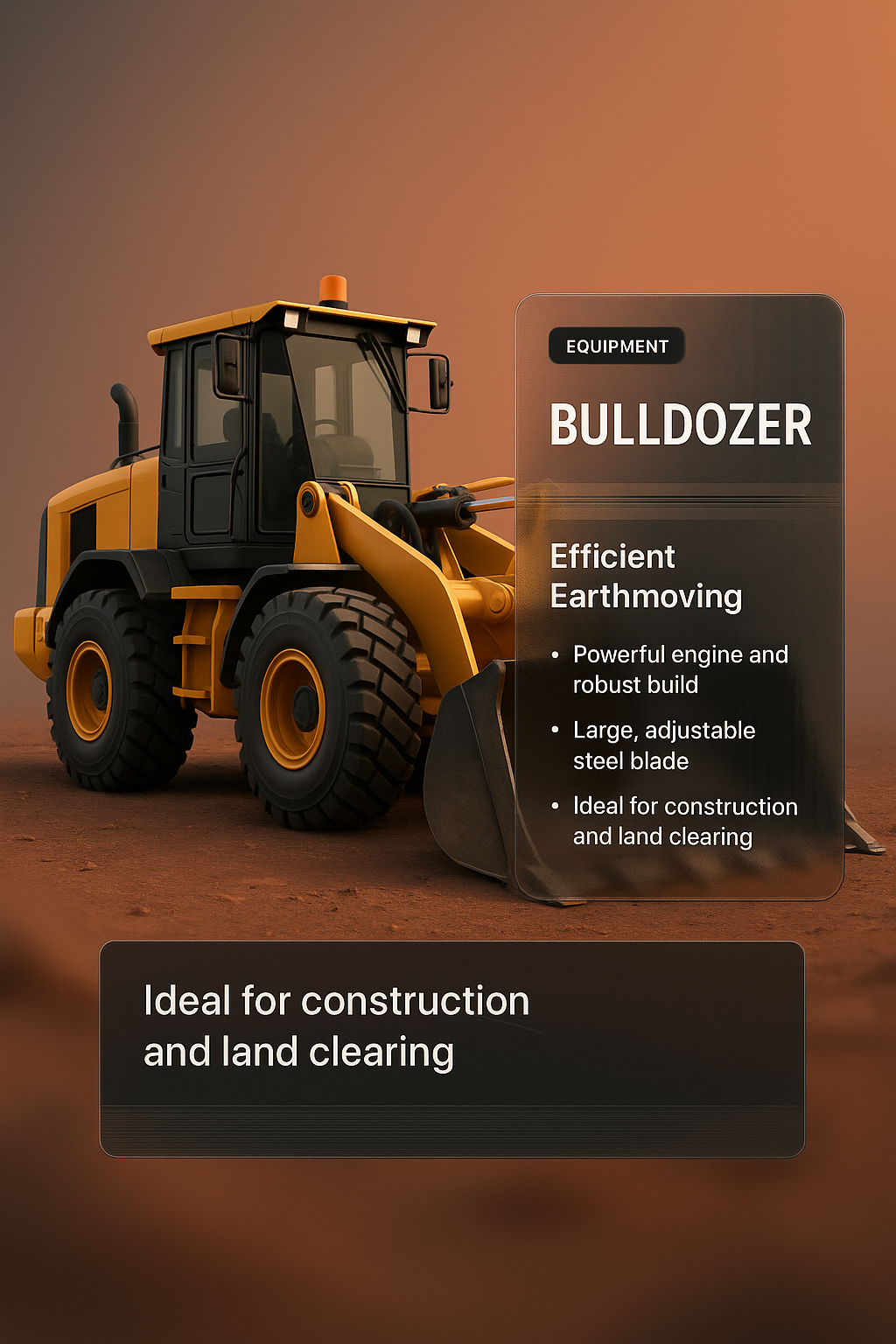 3D Bulldozer Illustration with Informative Overlays