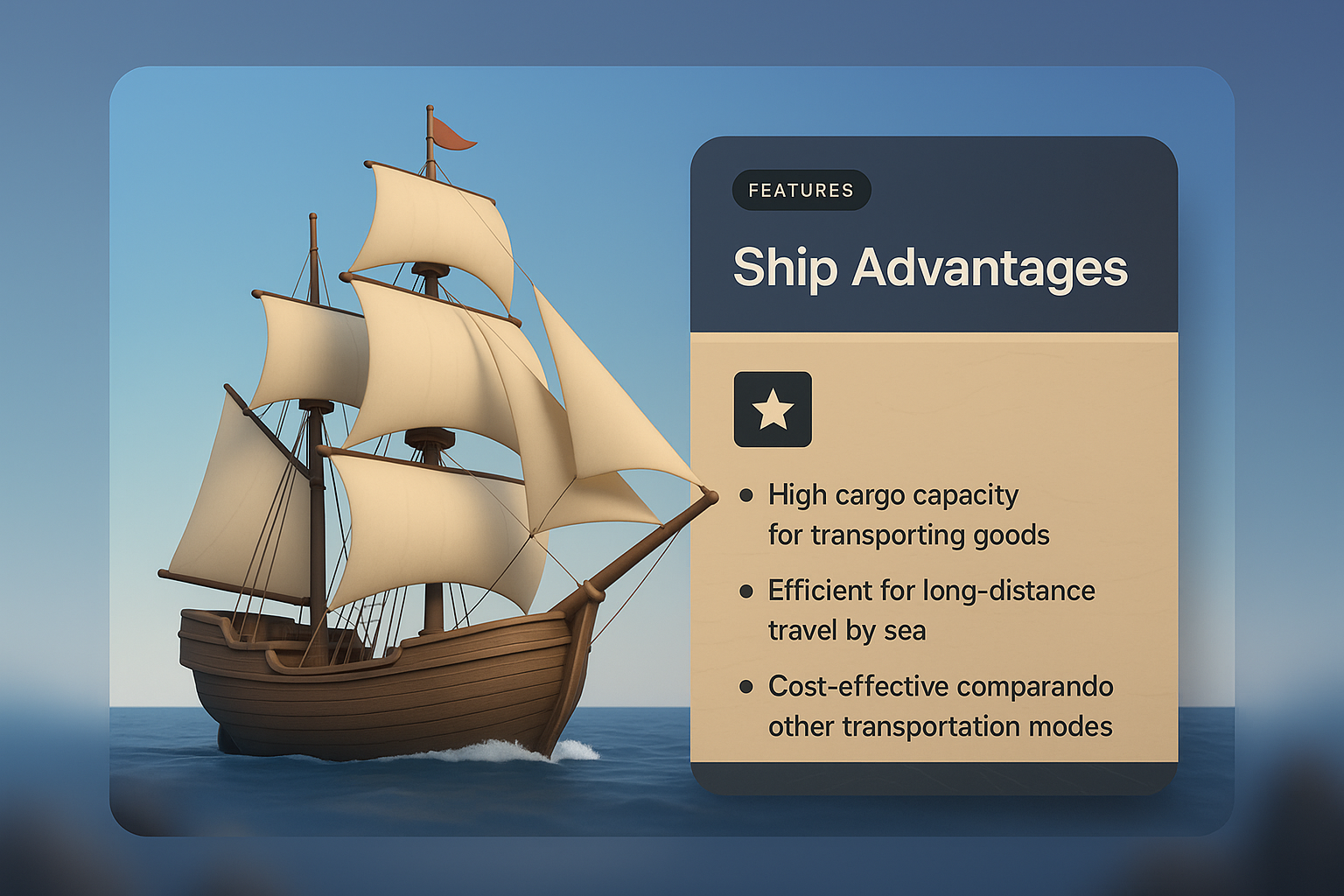 3D Ship Design with Feature Highlights
