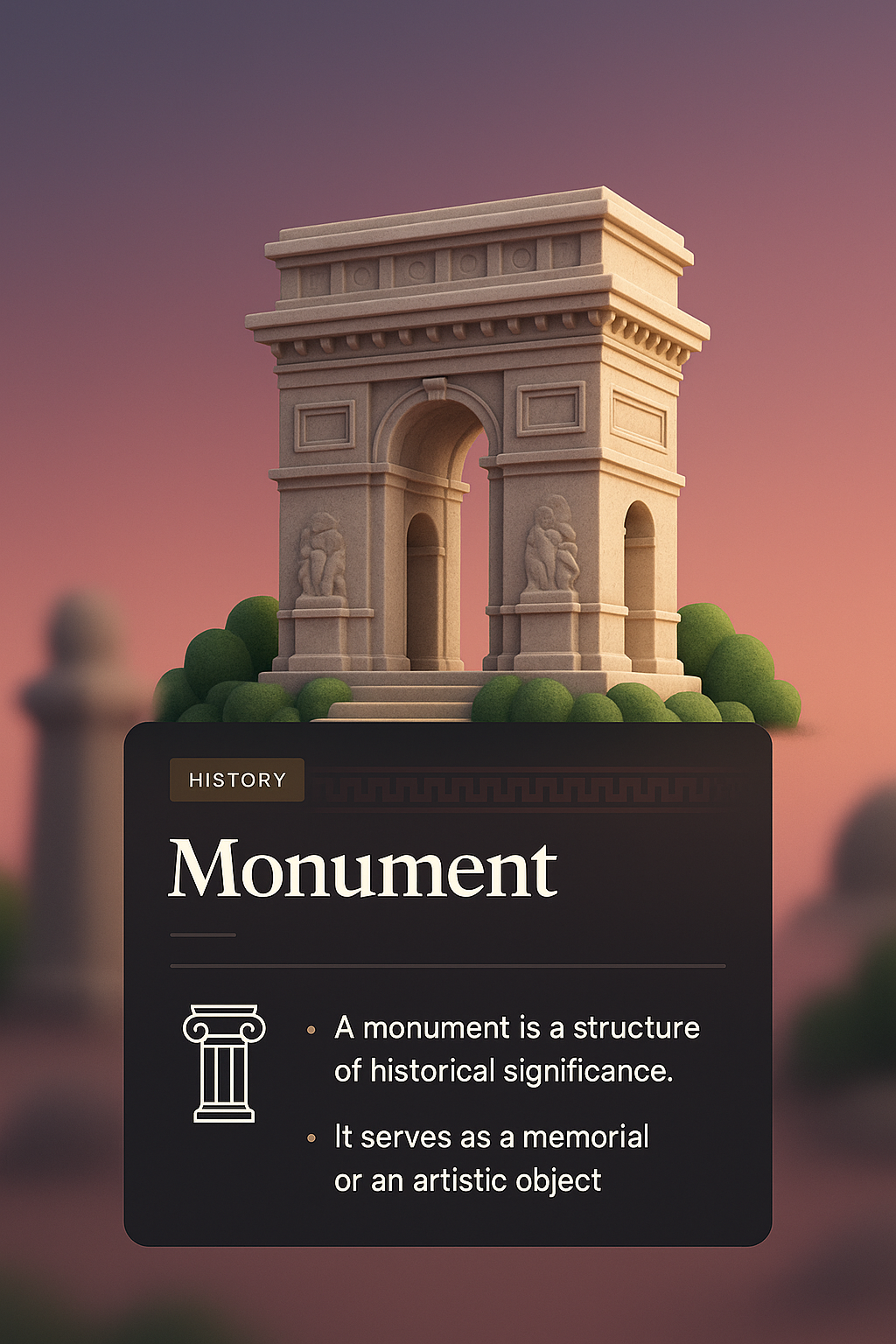 3D Illustration of a Monument with Informative Overlay