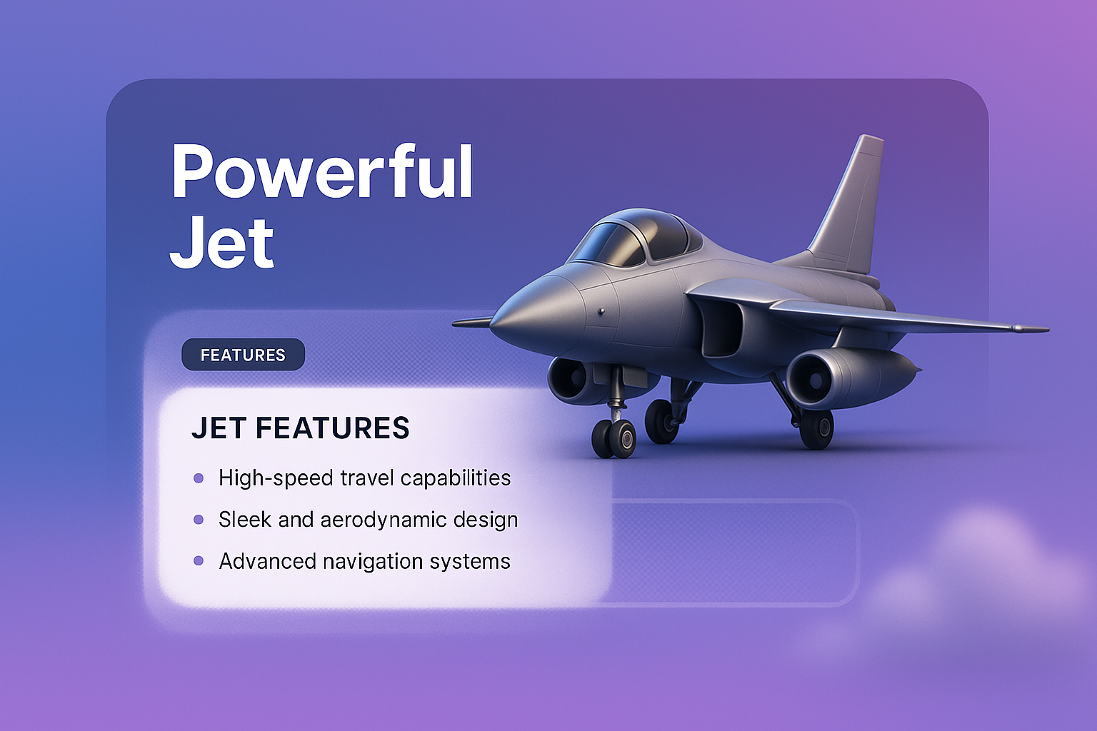 3D Jet Design Composition with Features Overview