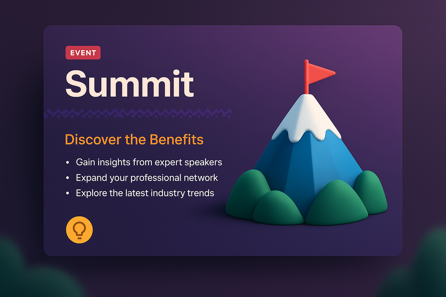 3D Event Landing Page Design Featuring Summit Theme