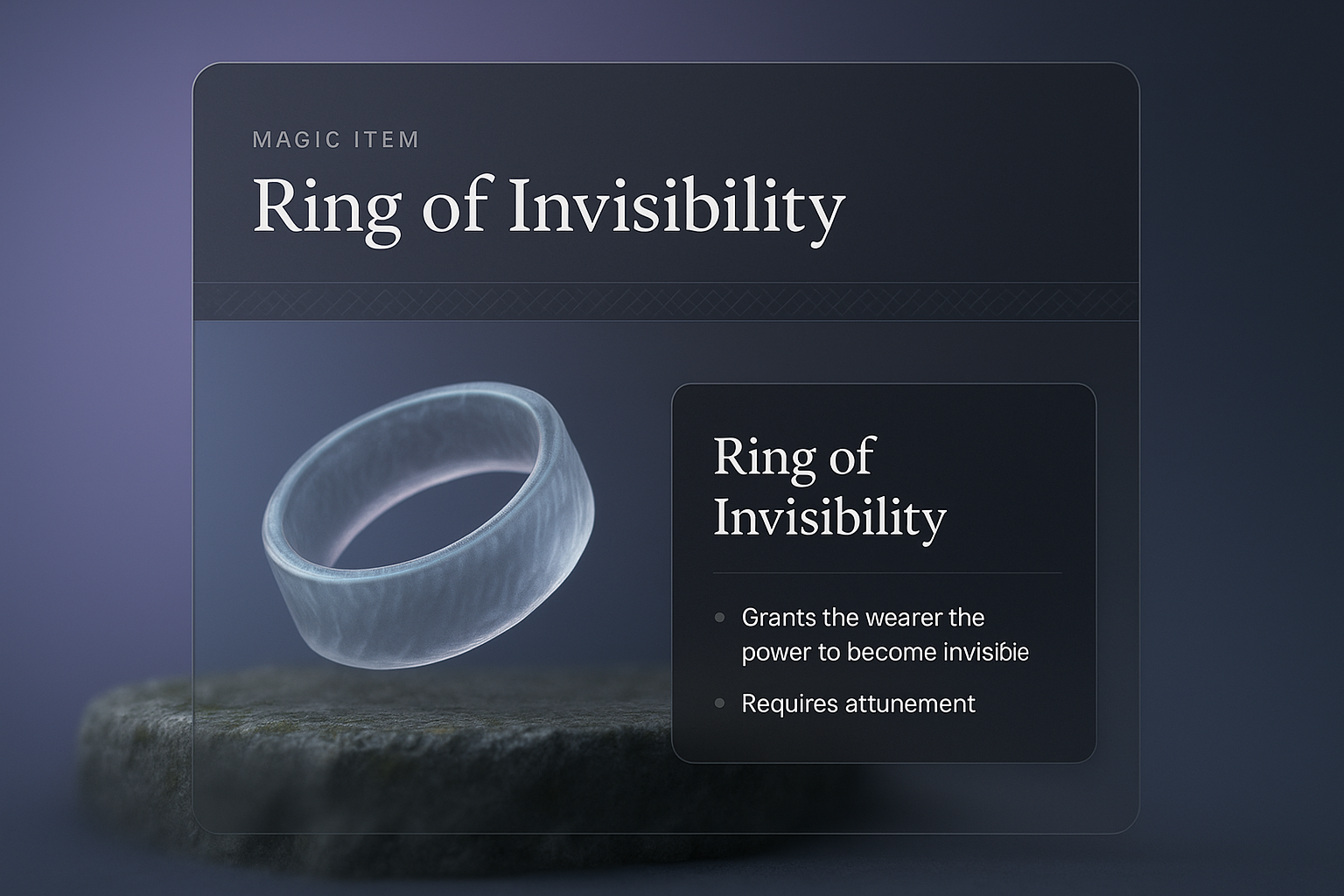 3D Illustration of a Magical Ring of Invisibility