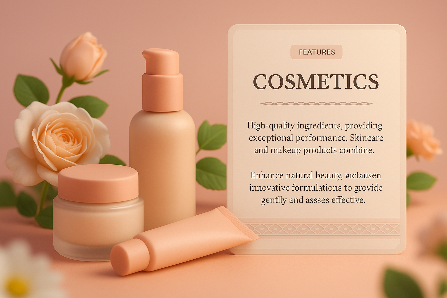 Elegant Cosmetics Display with Flowers