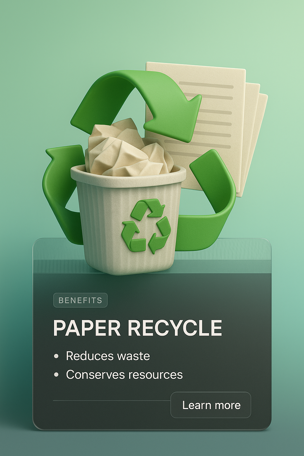 3D Illustration of Paper Recycling with Informative Blocks