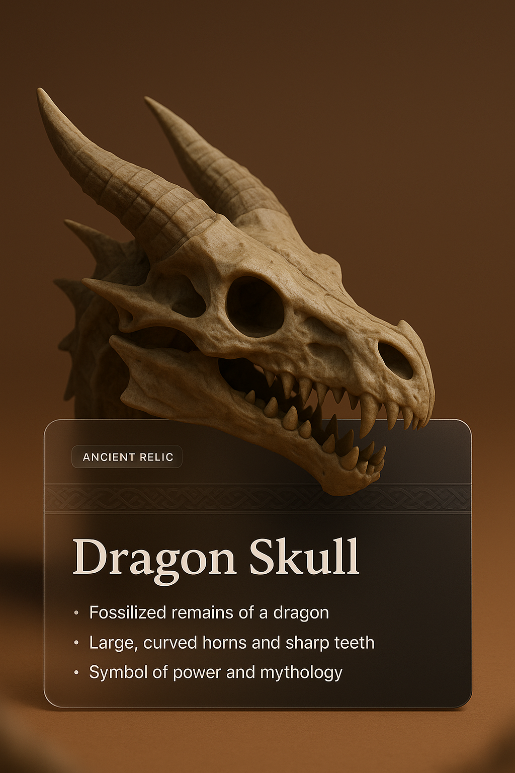 Intricate 3D Dragon Skull Illustration with Informative Overlay