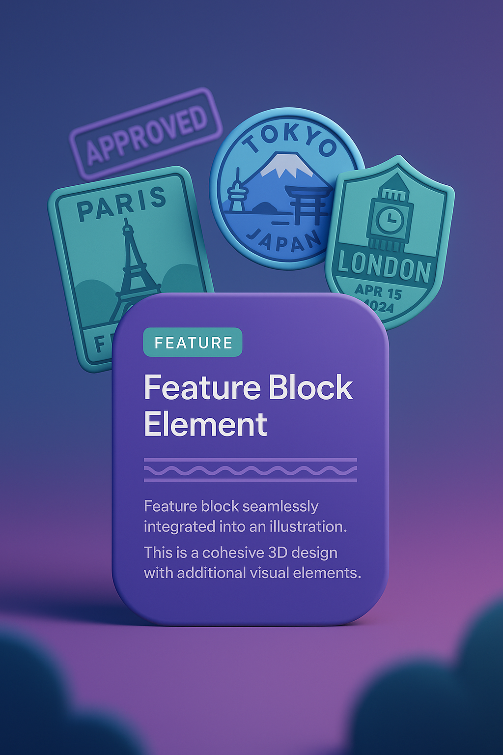 Colorful Passport Stamps from Iconic Cities