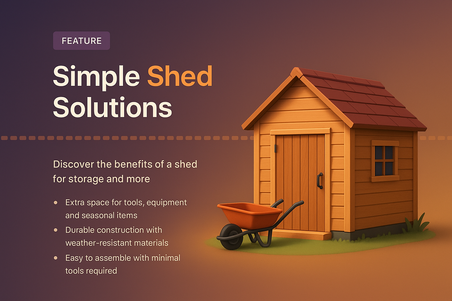 3D Illustration of a Shed with Feature Highlights