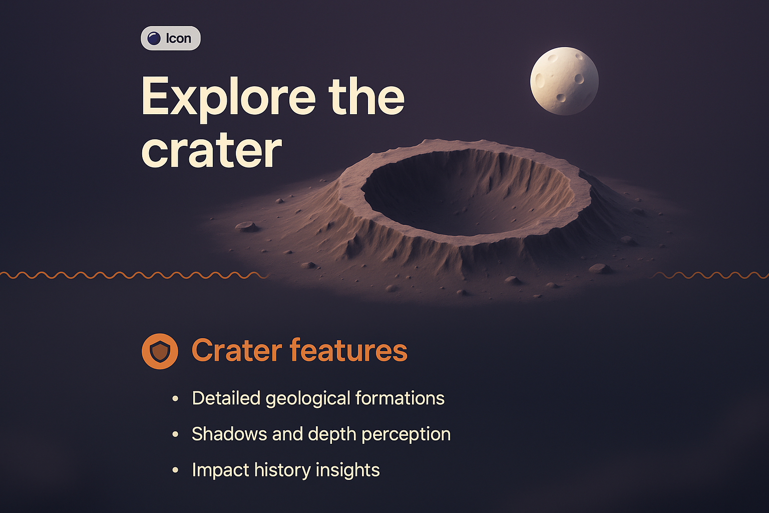 Explore the Crater: 3D Illustration Landing Page Design