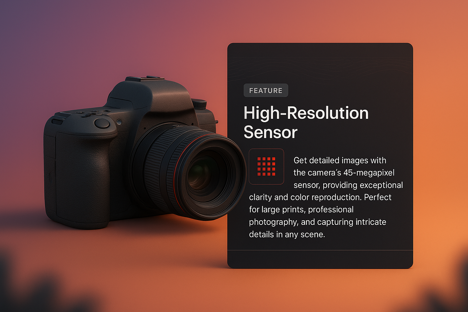 3D Camera Scene with Feature Highlight