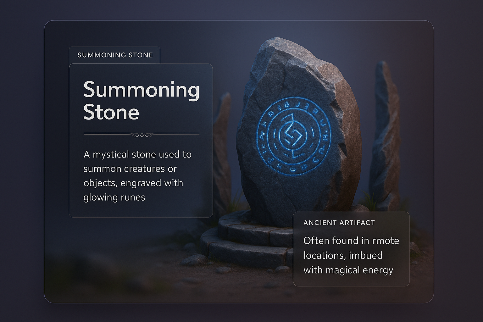 3D Summoning Stone with Glowing Runes and Elegant Design