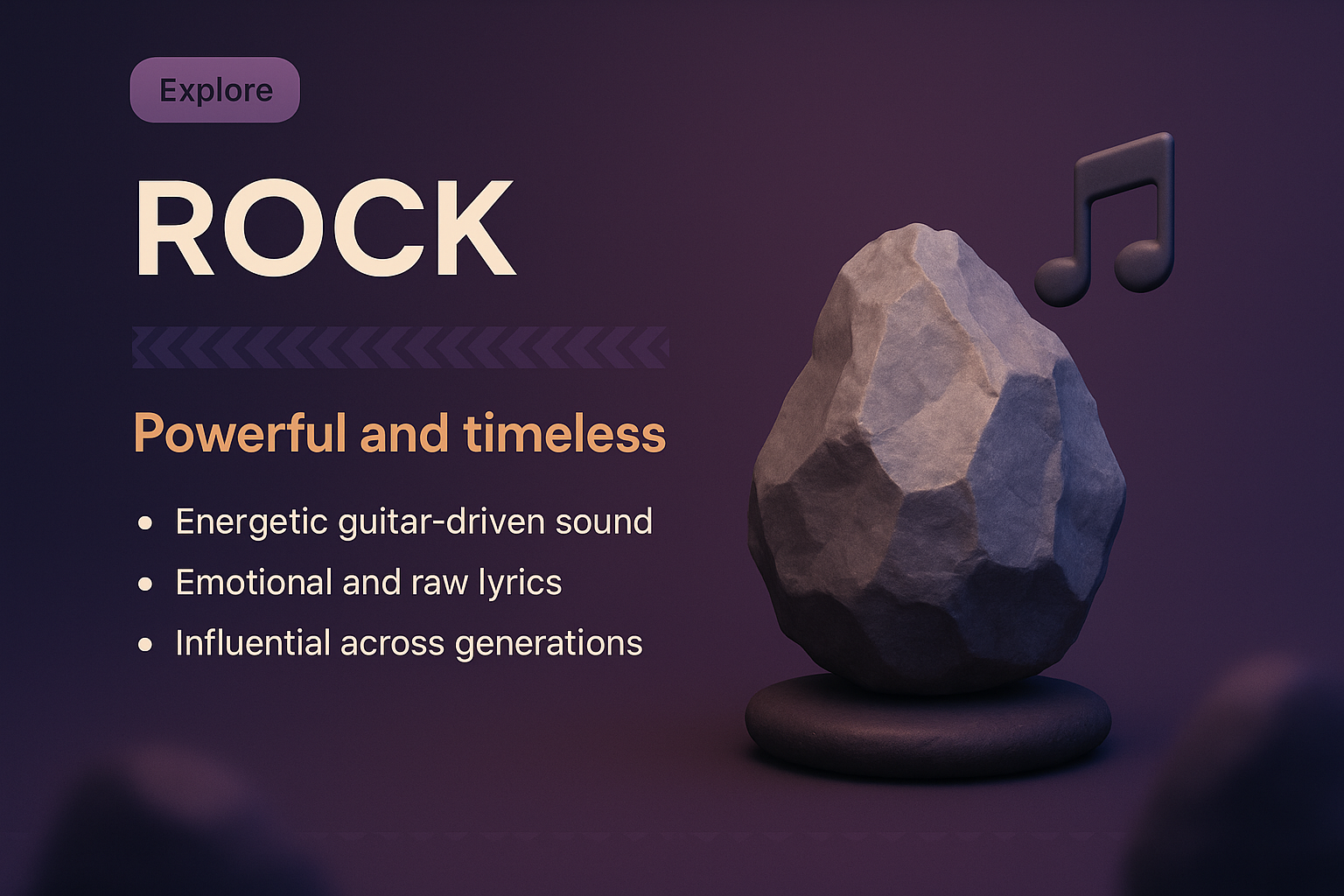 3D Illustration of Rock Music Theme with Modern Design Elements