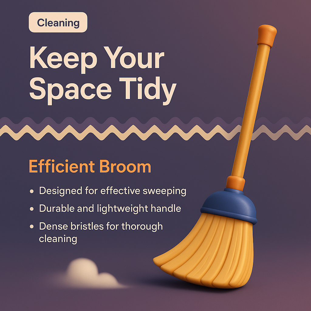 3D Illustration of a Cleaning Broom for Effective Sweeping