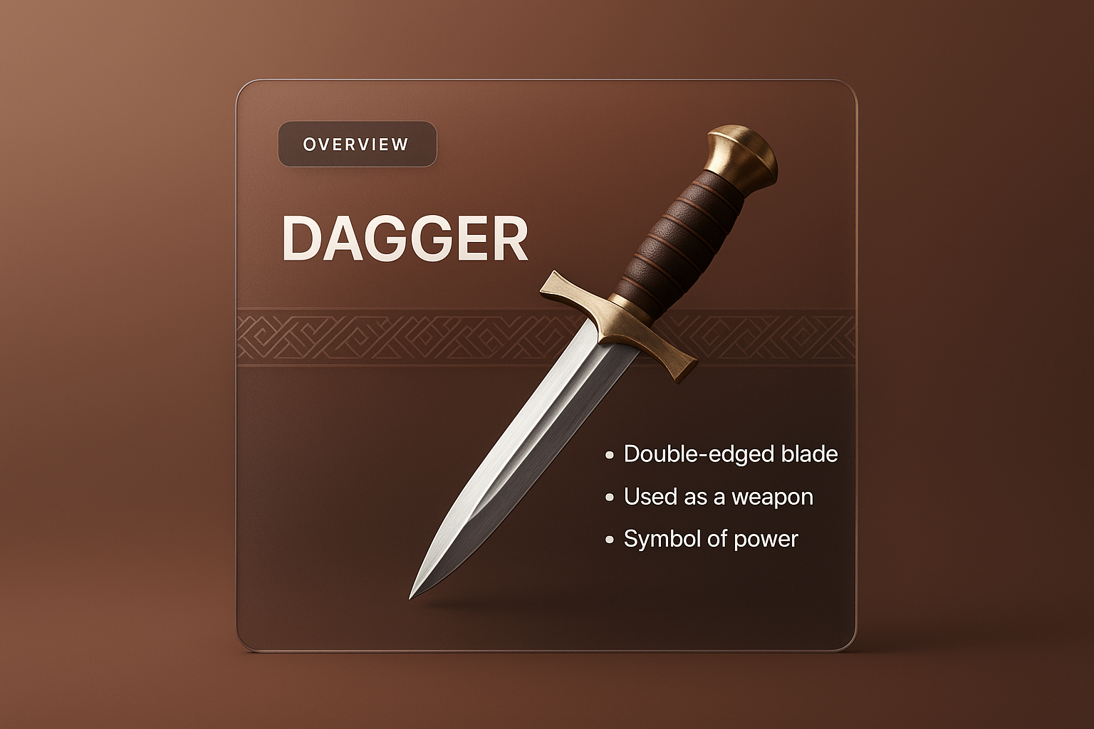 Stylish 3D Dagger Illustration with Integrated Design Elements