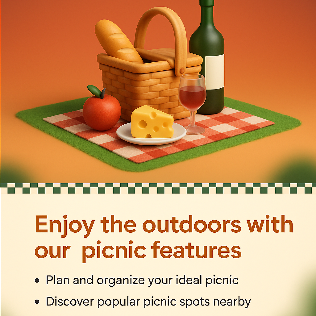 Picnic Landing Page Design with 3D Elements