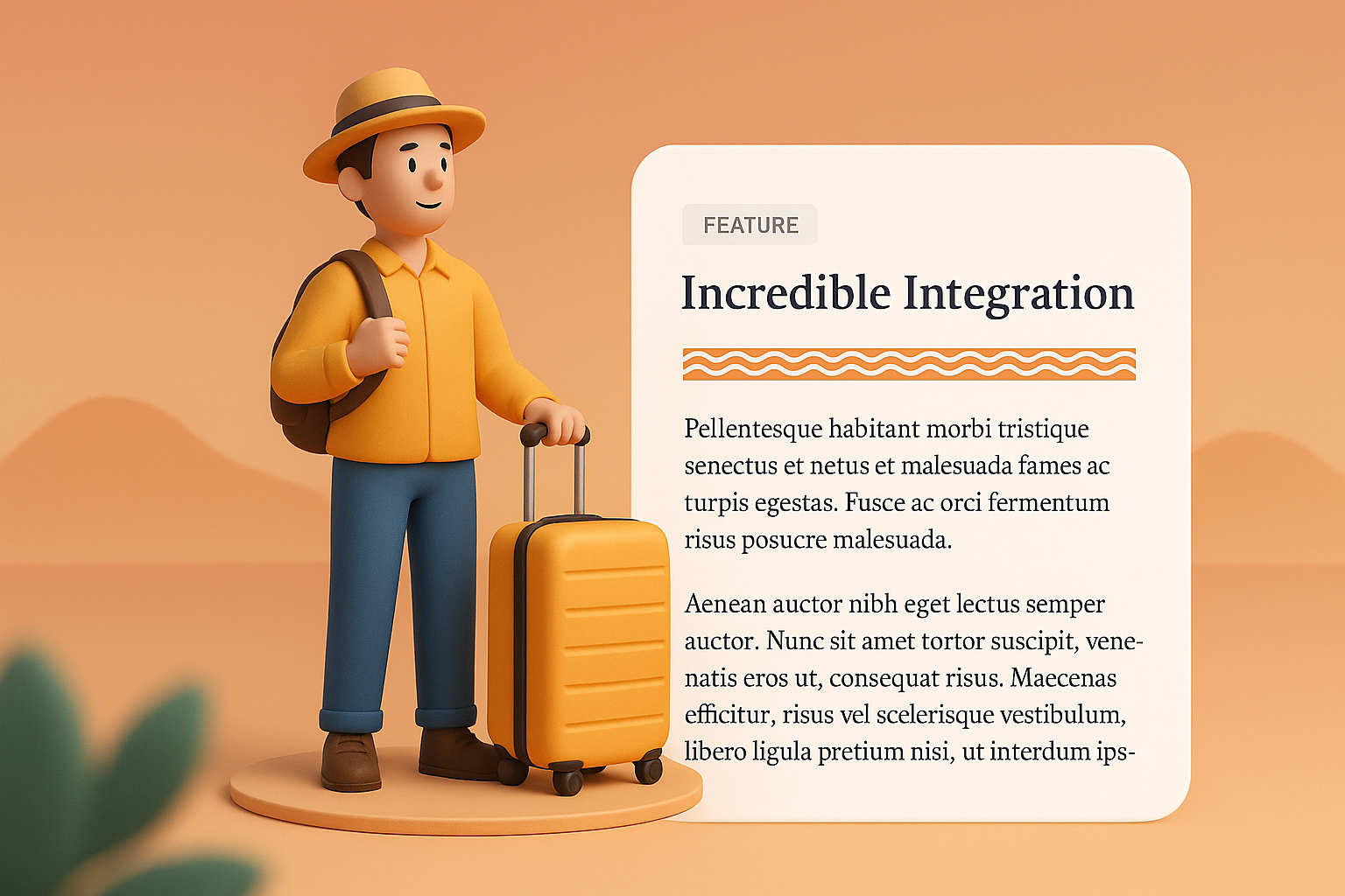 Traveler with Suitcase in a Stylish 3D Illustration