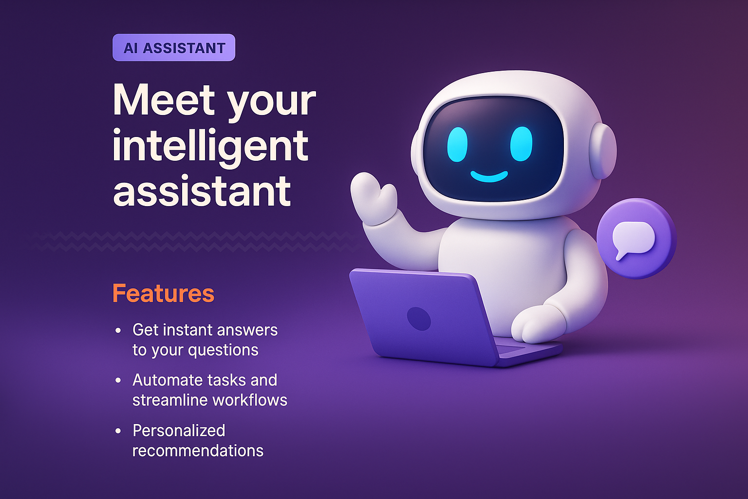 Engaging AI Assistant Landing Page Design with Features