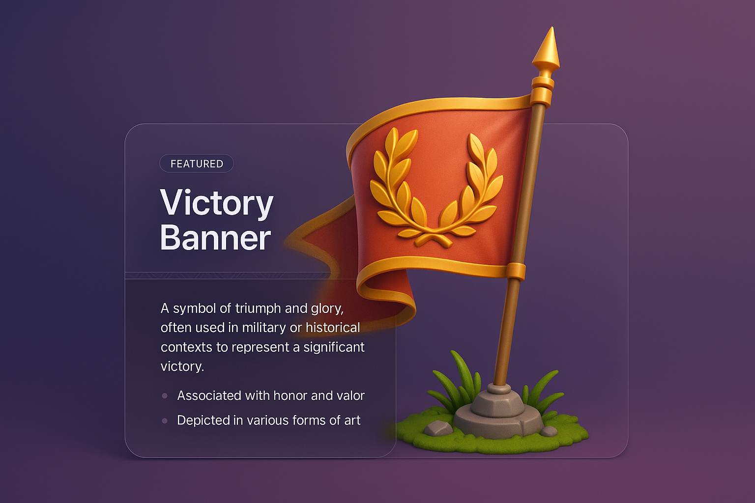 3D Victory Banner Design with Cohesive Elements