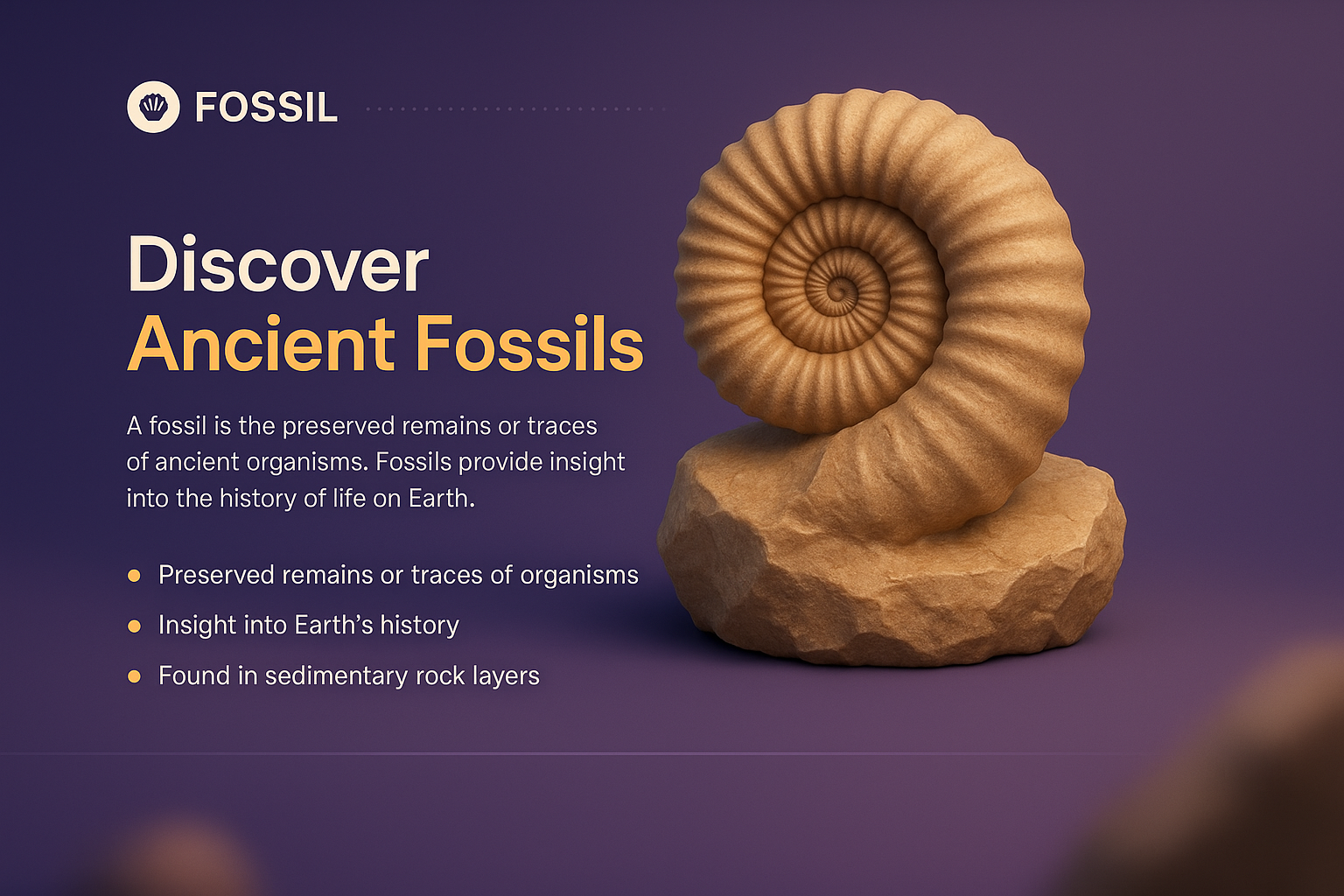 3D Illustration of Fossils: Discover Ancient Life