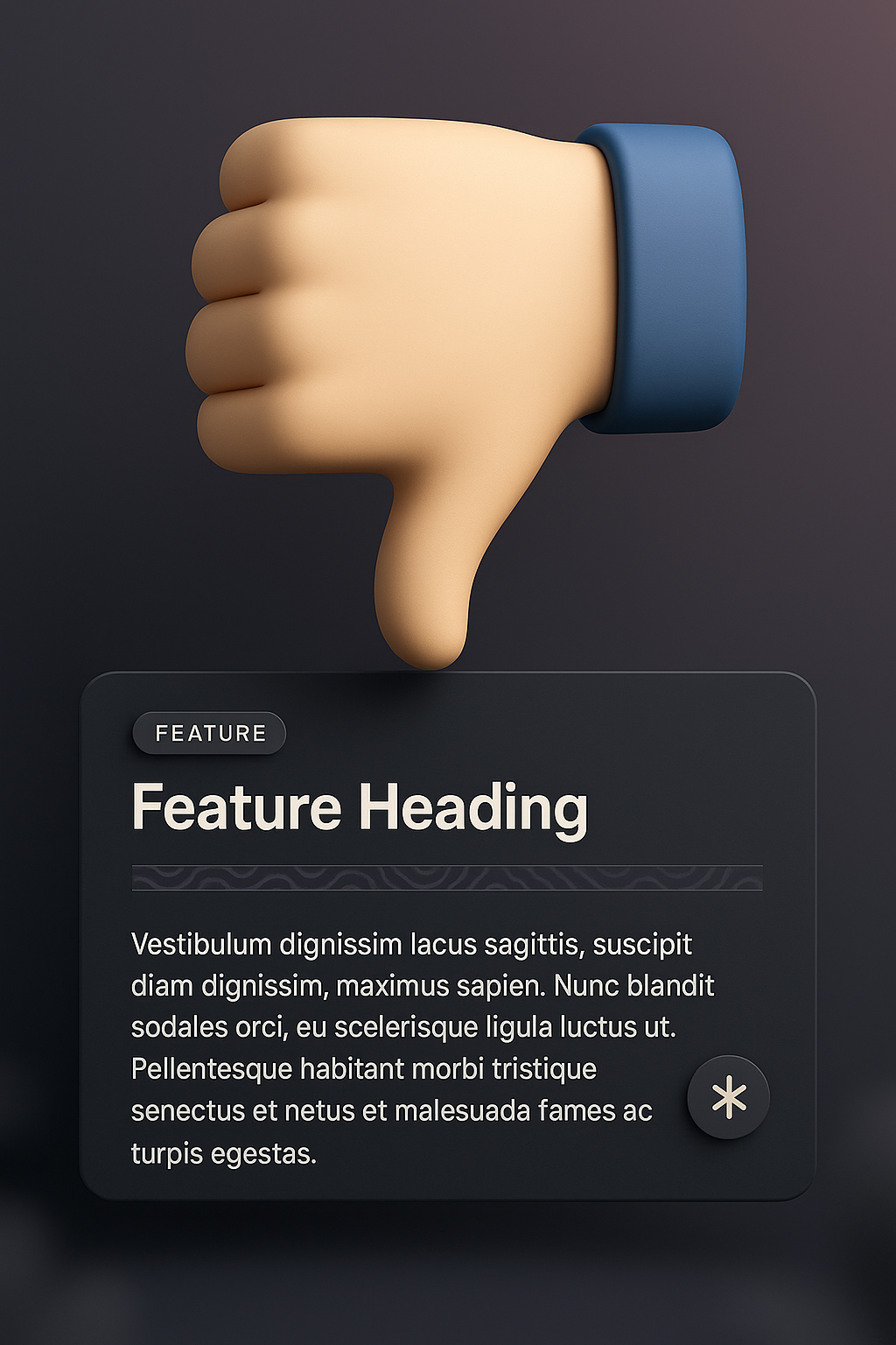 3D Web Design with Thumbs Down Icon
