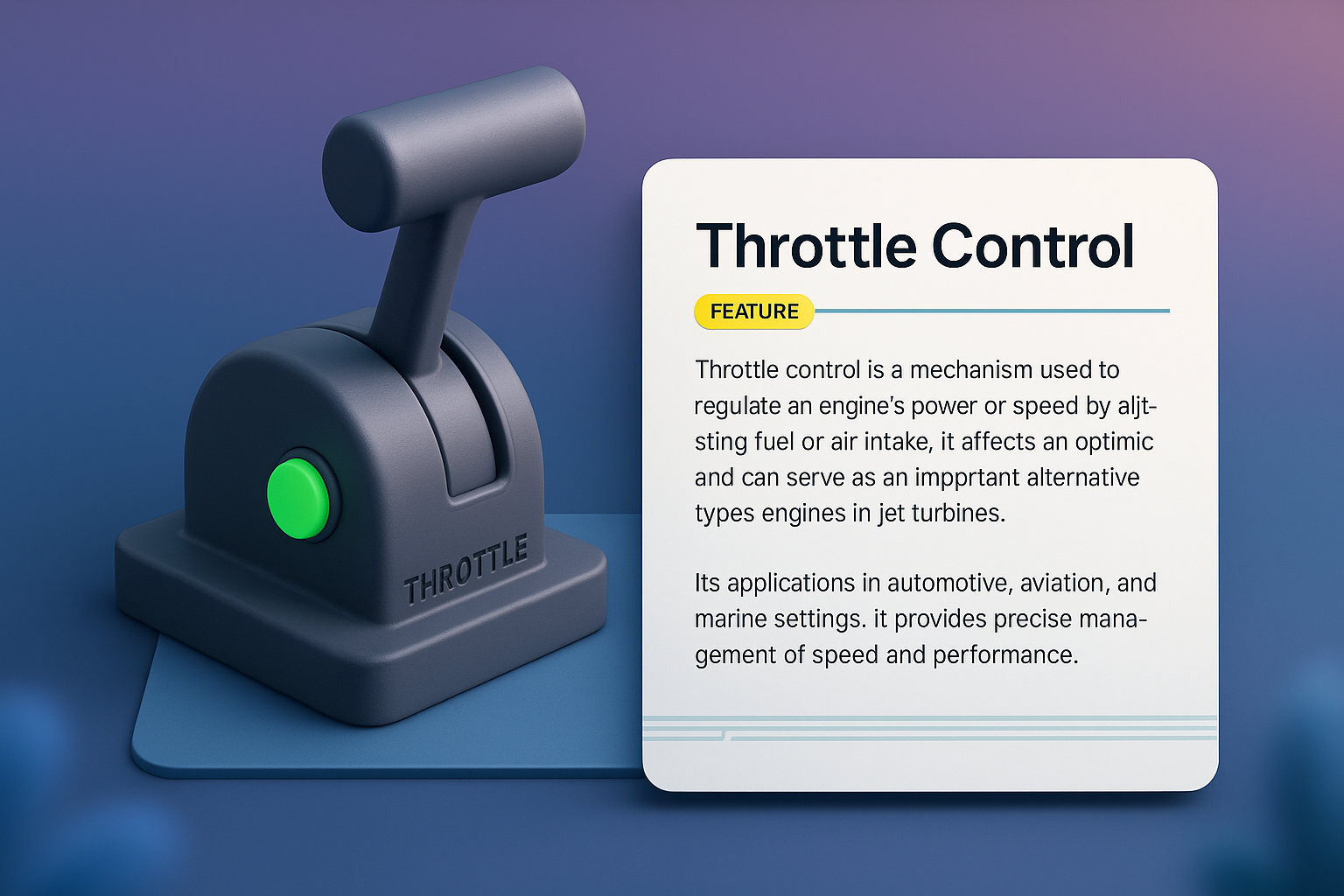 3D Illustration of Throttle Control Feature with Detailed Description