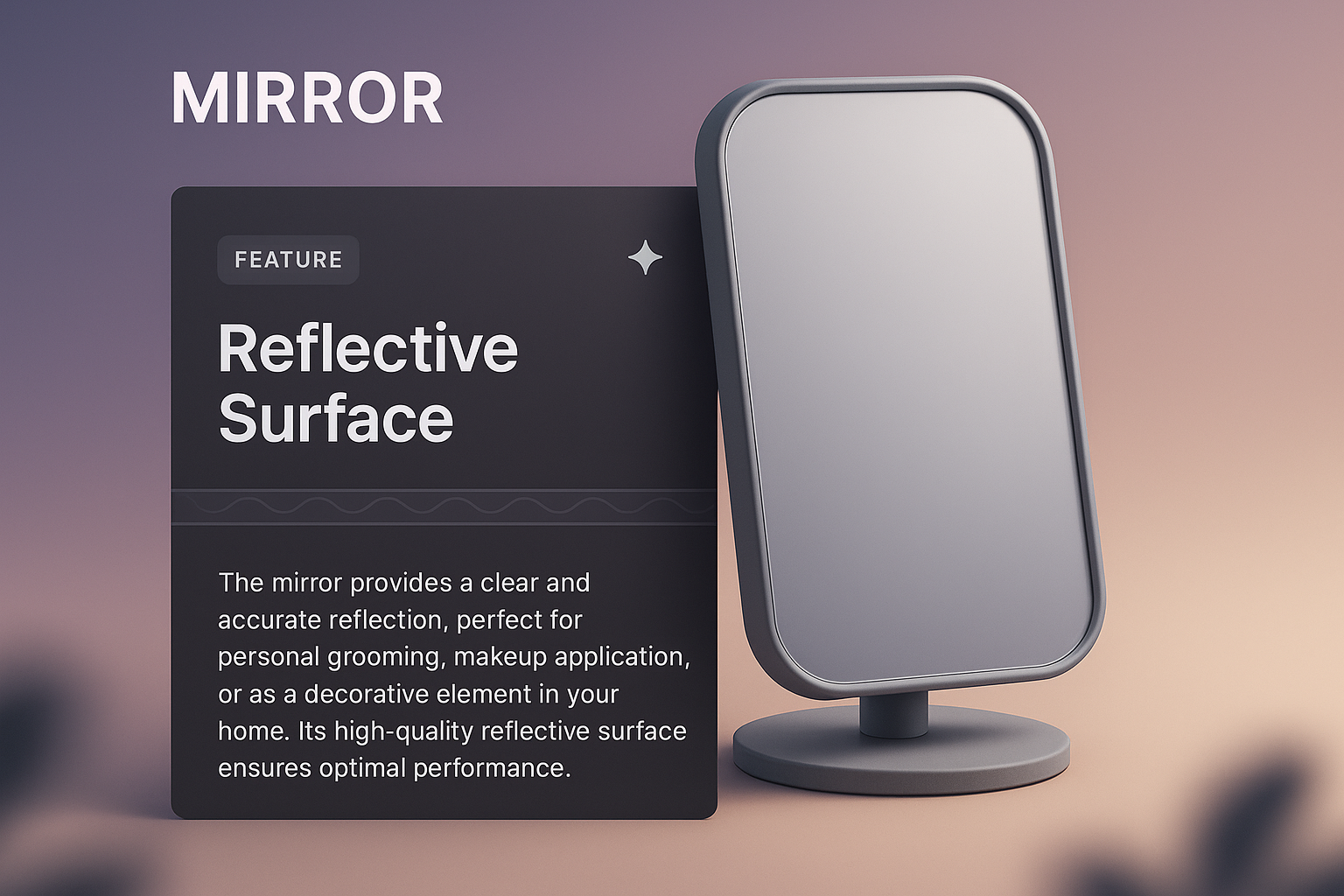Stylish 3D Mirror with Reflective Surface Feature